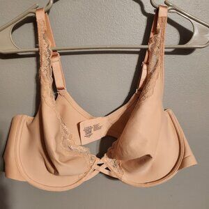 Soma Essentials Unlined Lace Trim Plunge Bra Nude 42DD